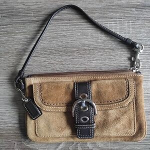 Coach suede wristlet wallet